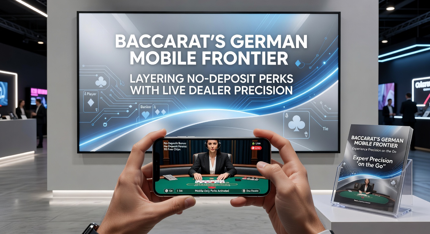 Live-Dealer-Dame dealt Baccarat-Karten auf Mobile-Bildschirm mit No-Deposit-Bonus-Indikator und deutschem Interface