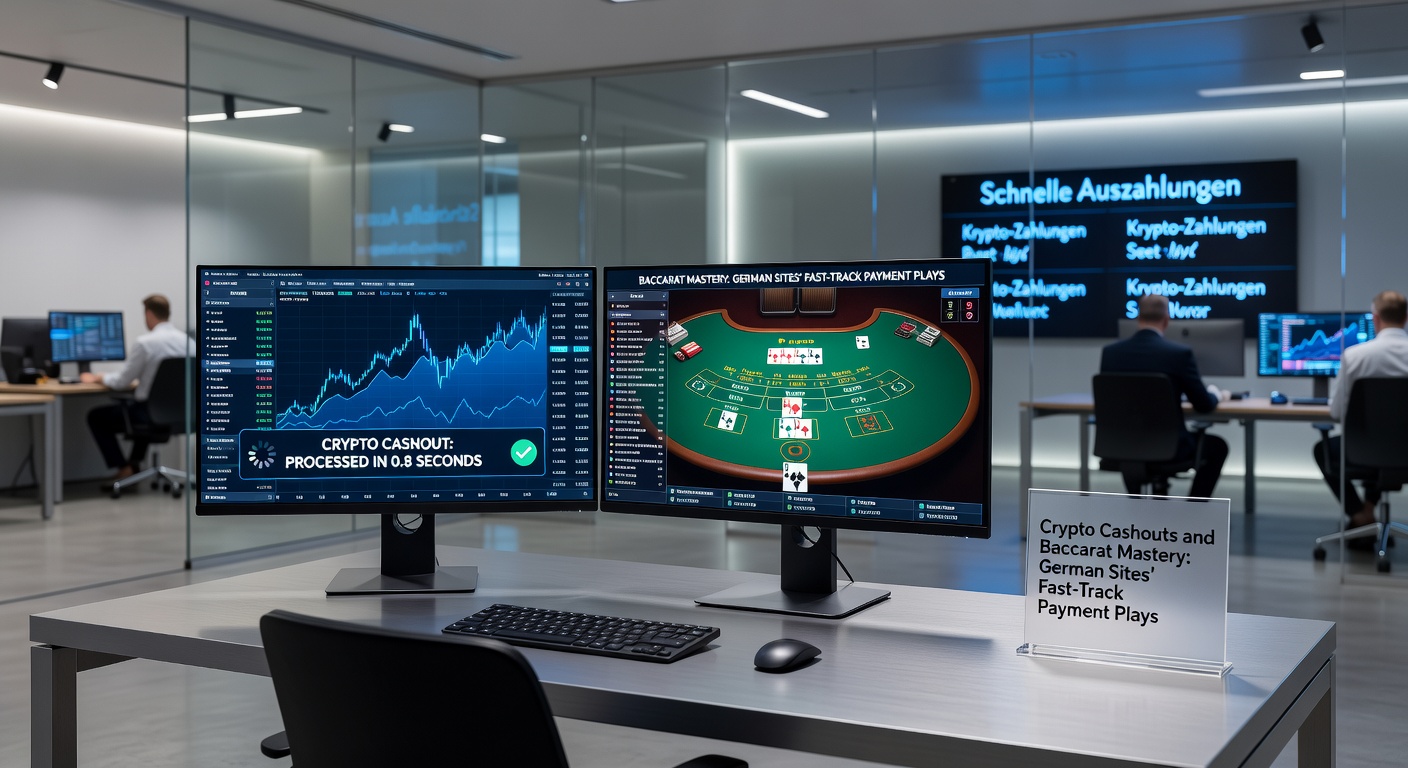 Detaillierte Darstellung eines Baccarat-Tisches mit Krypto-Symbolen und Zeitangaben für Auszahlungen auf einer deutschen Plattform