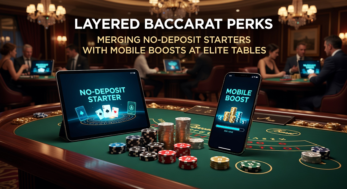 Szene eines Elite-Baccarat-Tisches mit mobilen Geräten und Bonus-Symbolen im Hintergrund