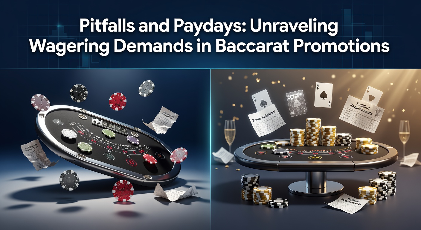Grafik mit Baccarat-Tisch und Bonus-Symbolen, die Wettanforderungen symbolisieren